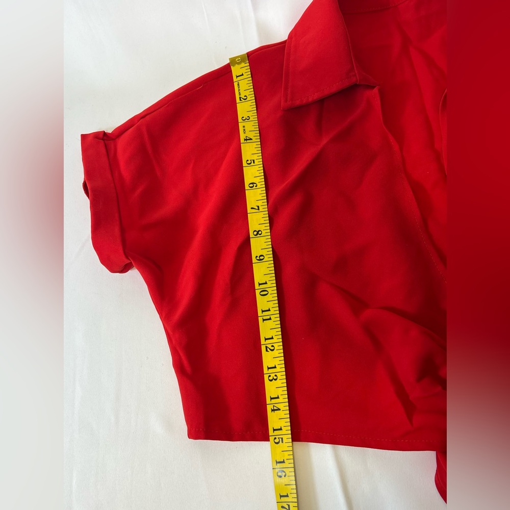 GOBLES Summer Short Sleeve Shirt V Neck with Tie Knot Batwing Blouse NIP Size:S - Picture 7 of 8
